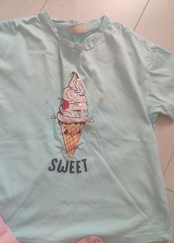 8 Yaş Beden Kısa Kollu 3lü Pijama Takımı