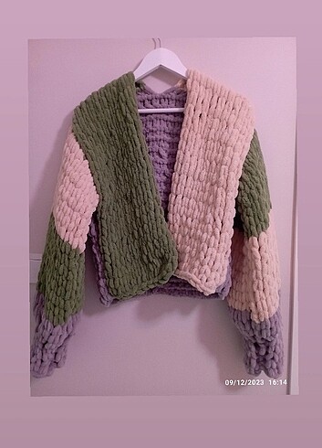 El örgüsü vintage puffy hırka 