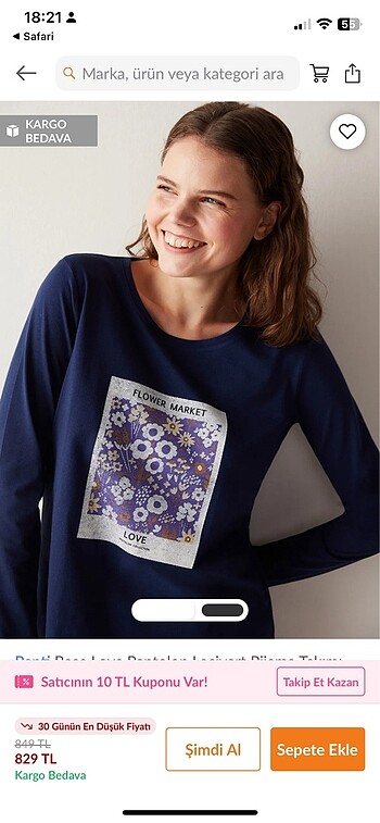 xl Beden lacivert Renk Penti Pijama Takımı
