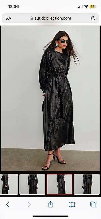 Suud Collection Suud payetli ışıltılı abiye elbise