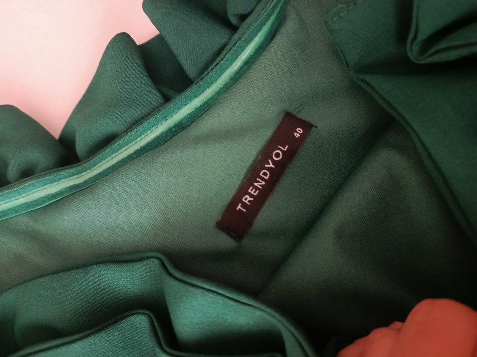 Yeşil Fırfırlı  tek omuz Uzun Abiye Elbise - Görsel 3