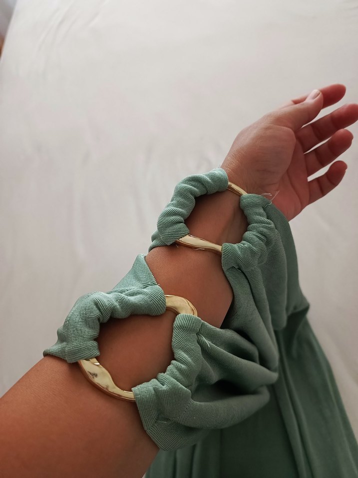 Yeşil Drapeli Uzun Abiye Elbise - Görsel 2