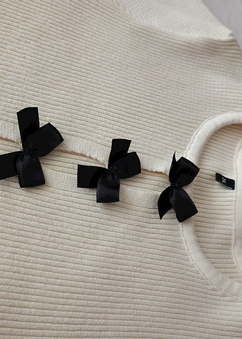 Kadın Siyah Kurdela detay triko - Görsel 6