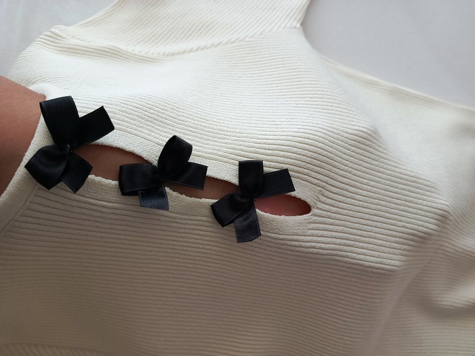 Kadın Siyah Kurdela detay triko - Görsel 2