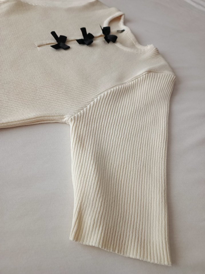 Kadın Siyah Kurdela detay triko - Görsel 4