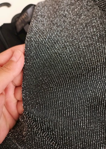 Uzun Kollu V Yaka Drapeli Gri Abiye Elbise - Görsel 4