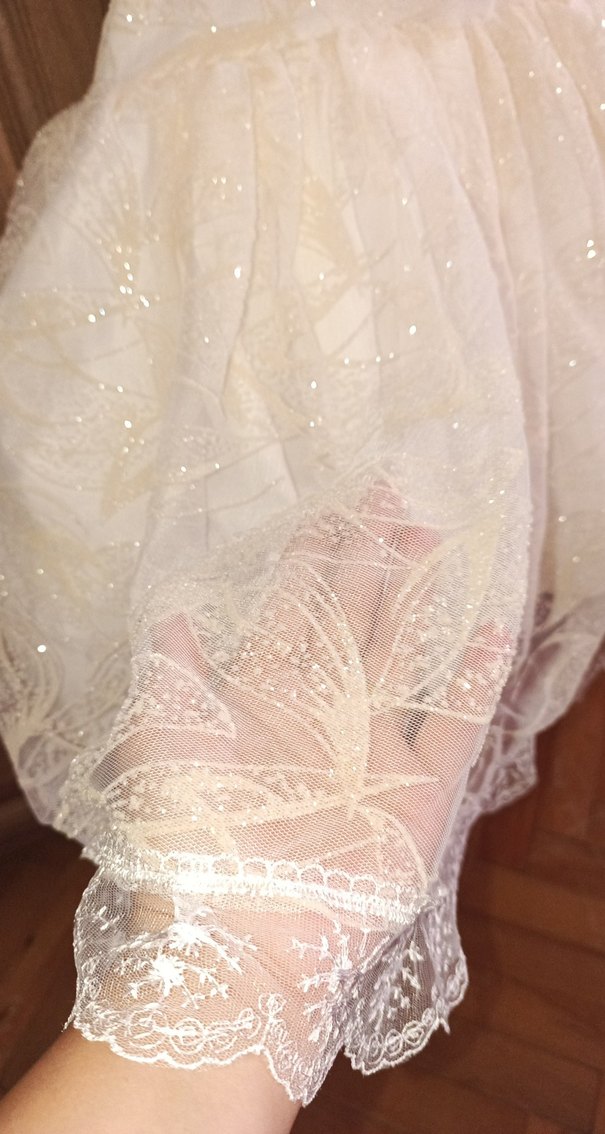 Beyaz Dantelli Kız Çocuk Elbisesi - Görsel 4