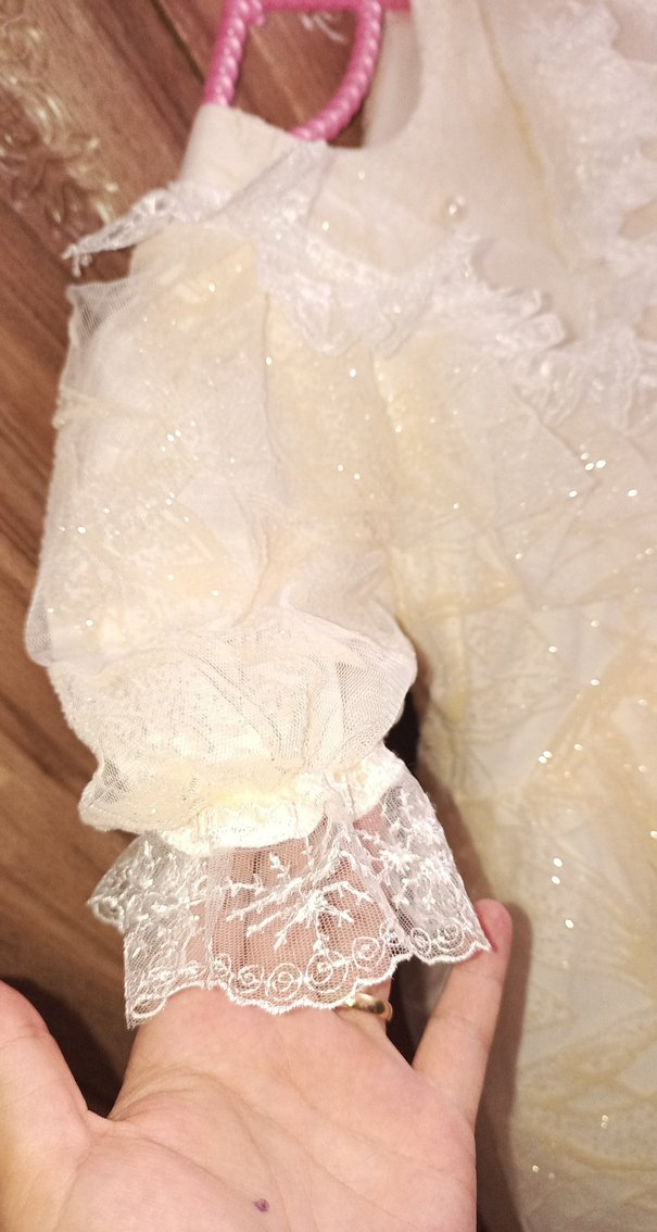 Beyaz Dantelli Kız Çocuk Elbisesi - Görsel 3