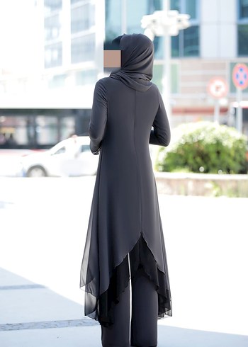 Diğer Gri Uzun Kollu Salaş Kadın ikili gri şifon astarlı takım