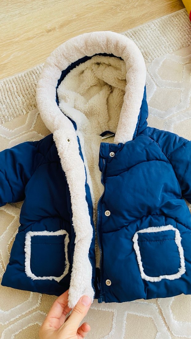 Erkek Çocuk Mavi Kürklü Streetwear Mont - Görsel 2