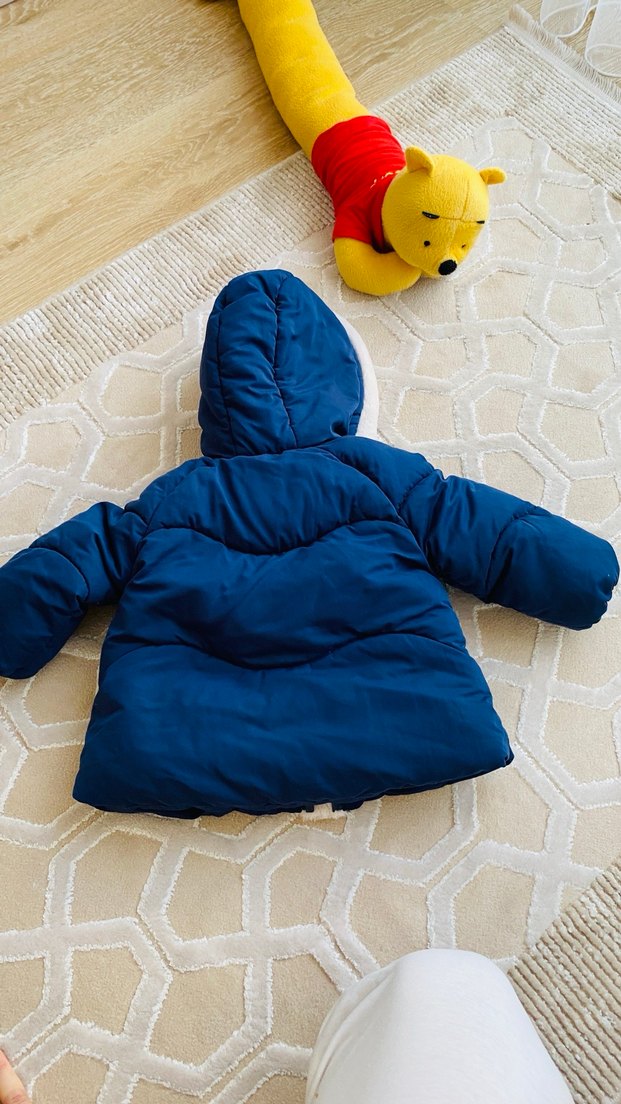 Erkek Çocuk Mavi Kürklü Streetwear Mont - Görsel 4