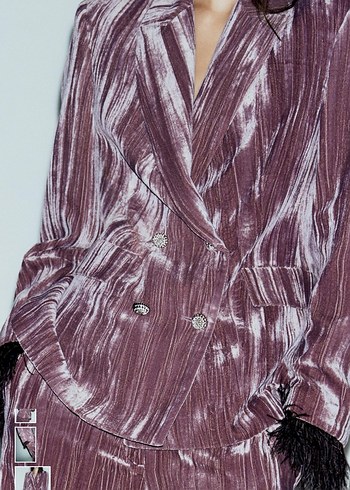 Zara tüylü blazer ceket - Görsel 3