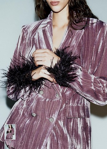 Zara tüylü blazer ceket - Görsel 5