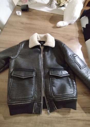 Zara Deri İçi Kürklü Erkek Çocuk Ceket - Görsel 3