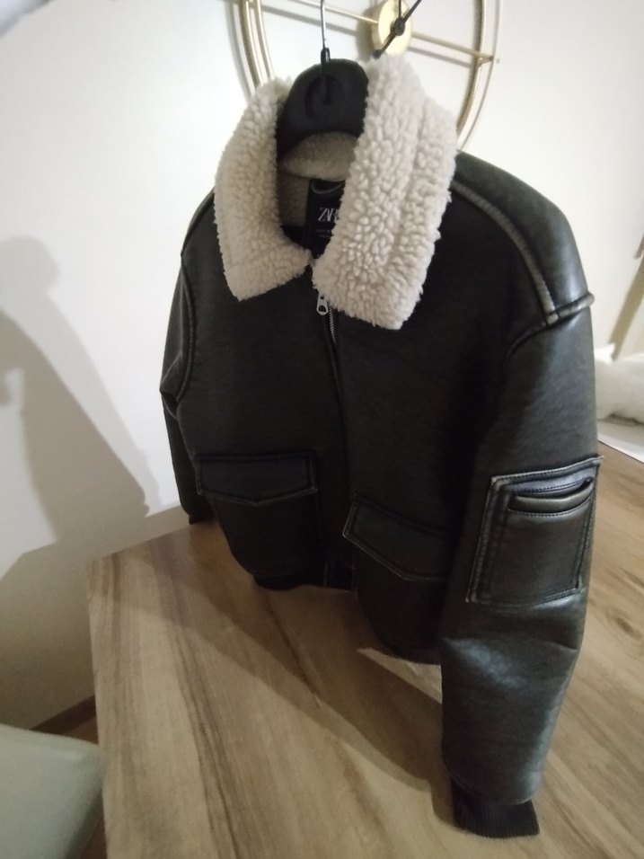 Zara Deri İçi Kürklü Erkek Çocuk Ceket - Görsel 4