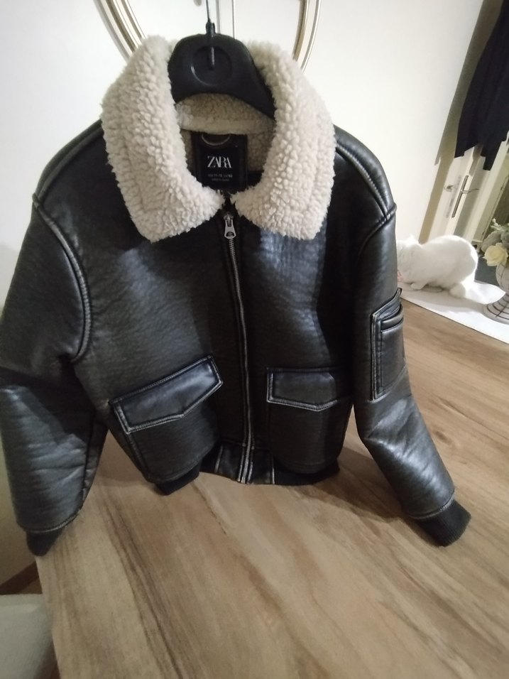 Zara Deri İçi Kürklü Erkek Çocuk Ceket - Görsel 5