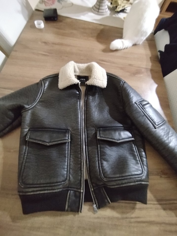 Zara Deri İçi Kürklü Erkek Çocuk Ceket - Görsel 3