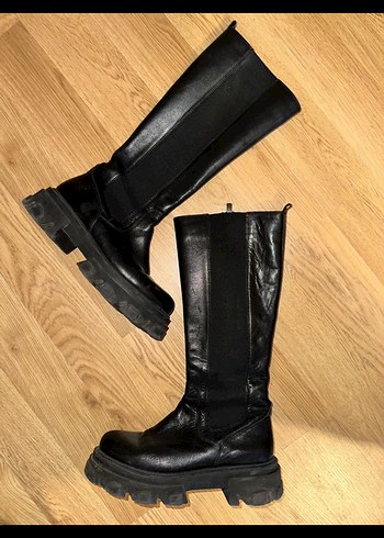 Steve madden Siyah Deri Platform Topuklu Kadın Çizme - Görsel 2