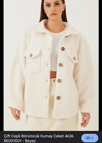 Düğmeli krem Beyaz oversize Kadın Ceket - Görsel 4