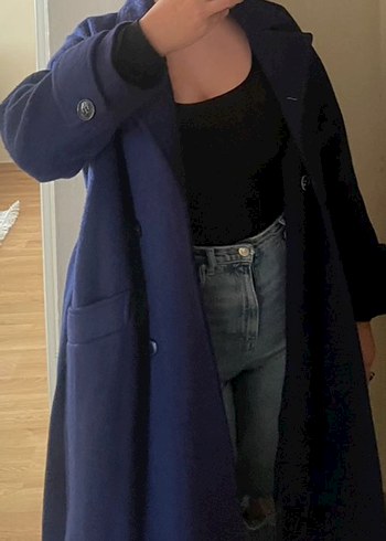 Lacivert Kuşaklı Kadın Kaban - Görsel 2