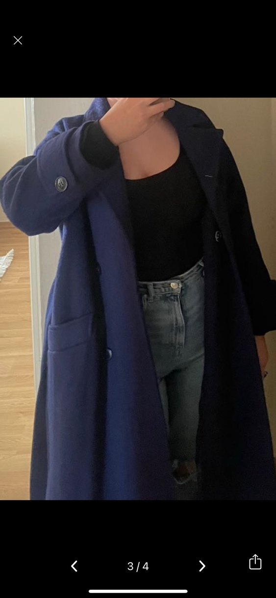 Lacivert Kuşaklı Kadın Kaban - Görsel 2