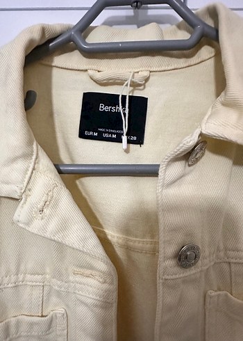 Bershka butter yellow Kadın Denim Ceket Düğmeli - Görsel 4