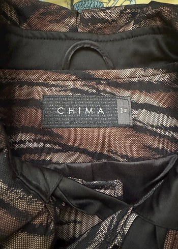 Kahverengi Zebra Desenli Kadın Midi Kaban - Görsel 2