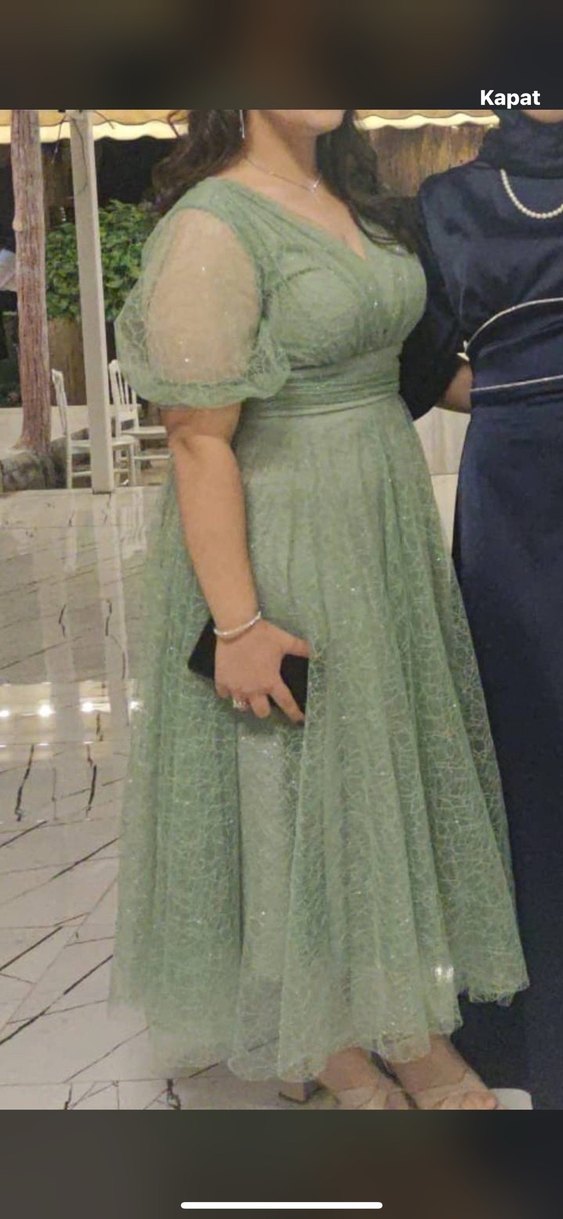 Vintage V Yakalı Uzun Kollu  su yeşili - Görsel 2