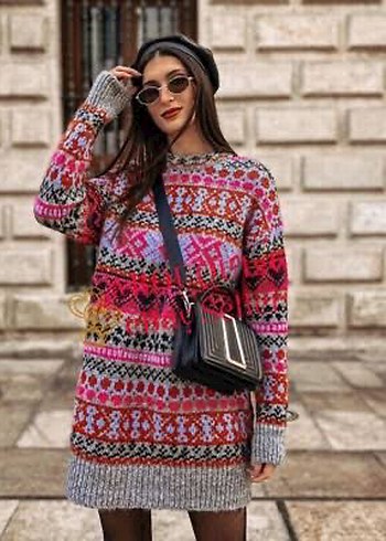 Zara Renkli Desenli Vintage Elbise S