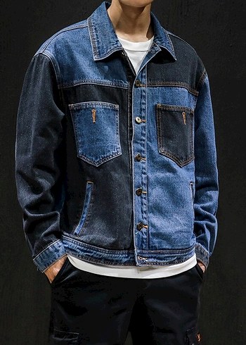 American Vintage Düğmeli Koyu Mavi Denim Ceket