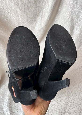 Siyah Süet Dizüstü Topuklu Çizme - Görsel 10