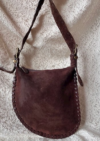 Kahverengi Süet Kemer Detaylı Bohem Çanta - Görsel 5