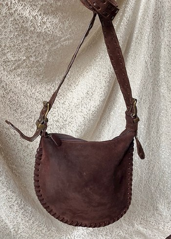 Kahverengi Süet Kemer Detaylı Bohem Çanta - Görsel 8