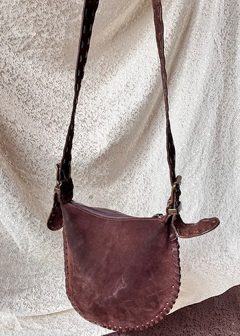 Kahverengi Süet Kemer Detaylı Bohem Çanta - Görsel 7