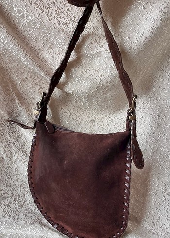 Kahverengi Süet Kemer Detaylı Bohem Çanta - Görsel 4