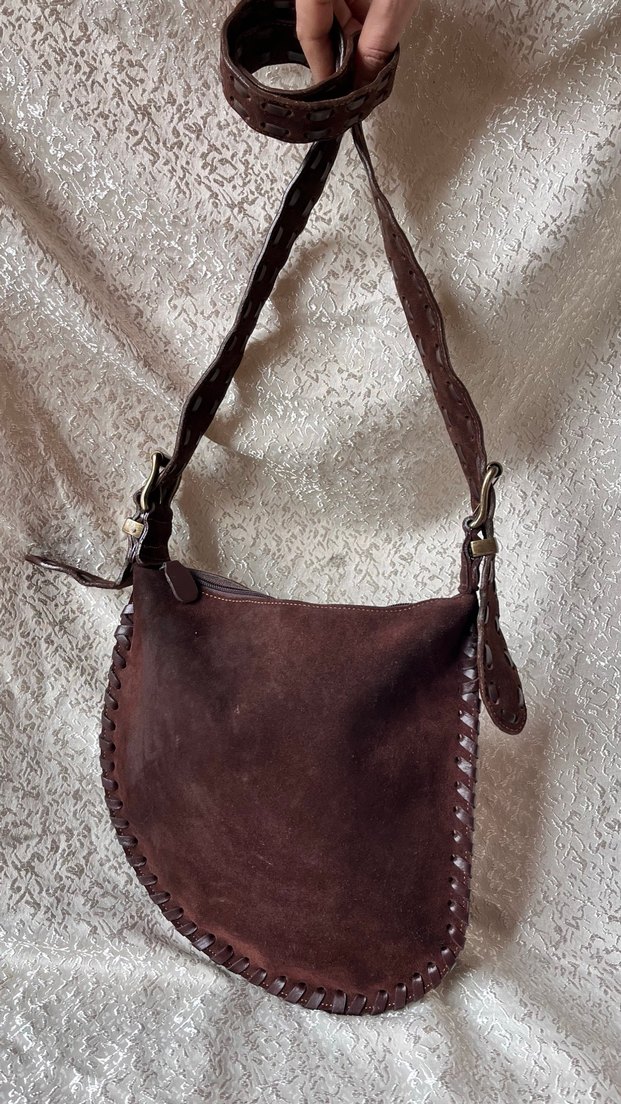 Kahverengi Süet Kemer Detaylı Bohem Çanta - Görsel 4