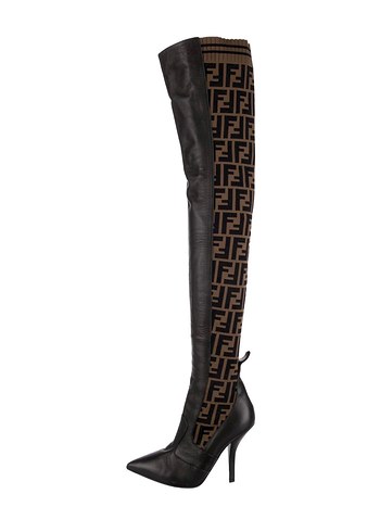 Deri Kahverengi Desenli Stiletto Topuklu Çizme - Görsel 8