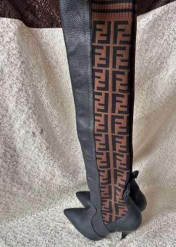 Deri Kahverengi Desenli Stiletto Topuklu Çizme - Görsel 5