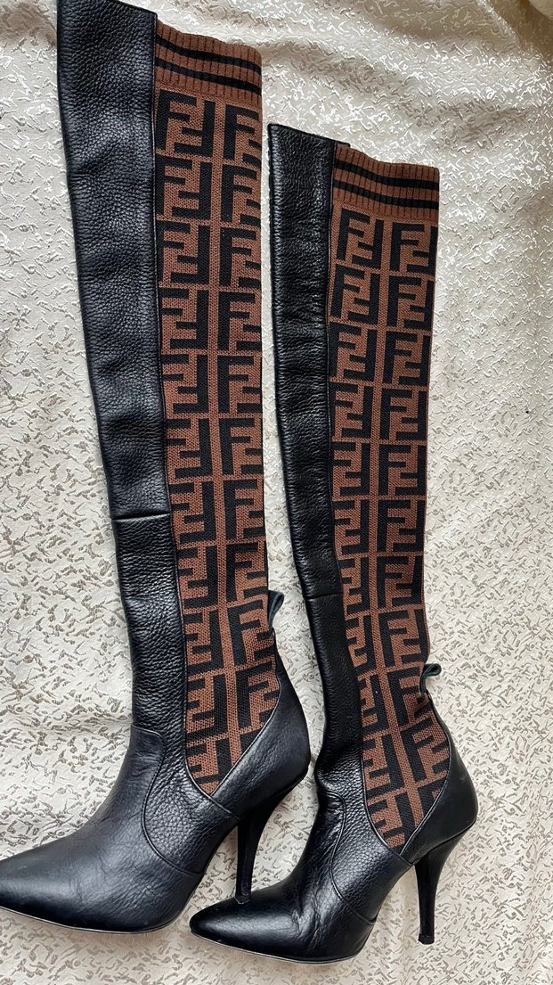 Deri Kahverengi Desenli Stiletto Topuklu Çizme - Görsel 3