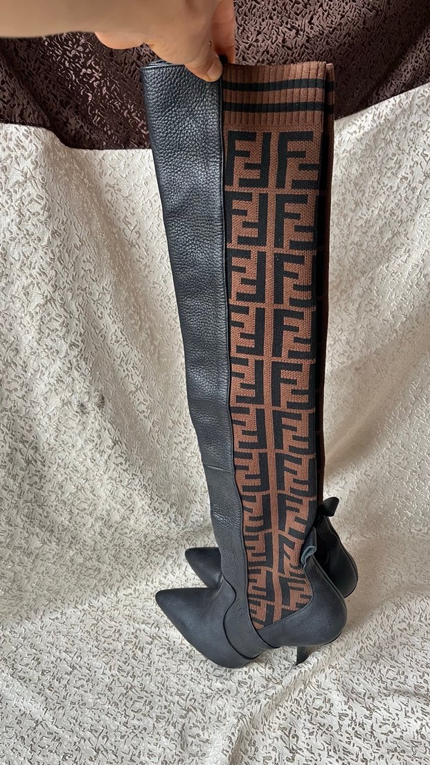 Deri Kahverengi Desenli Stiletto Topuklu Çizme - Görsel 5