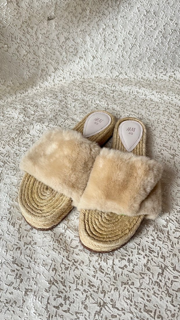 Bej Kürklü Bohem Kadın Terlik - Görsel 2