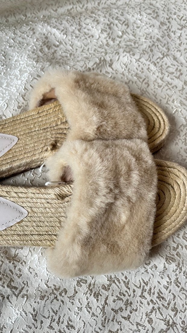 Bej Kürklü Bohem Kadın Terlik - Görsel 3