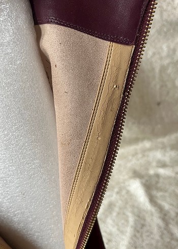 Bordo Süet Dizüstü İnce Topuklu Çizmeler - Görsel 7