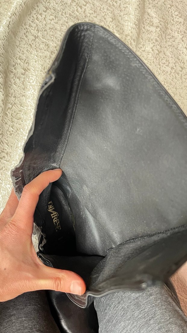 Siyah Deri Tokalı Dizüstü Stiletto Botlar - Görsel 5