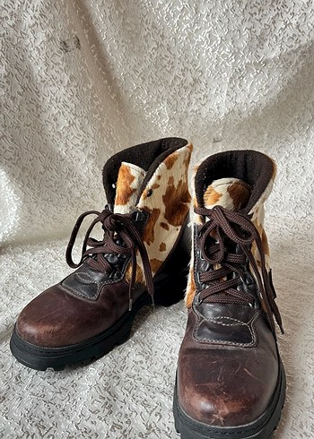 Kahverengi Kürklü Bohem Tarzı Kadın Bot - Görsel 9