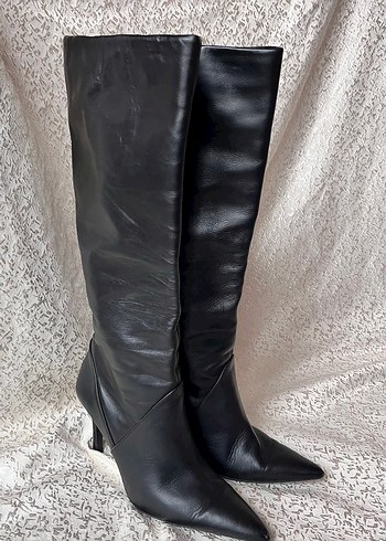 Mango Hakiki Deri Çizme 38  - Görsel 7