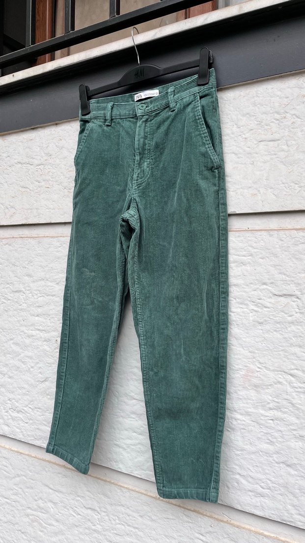 Erkek Yeşil Süet Düğmeli Pantolon - Görsel 4