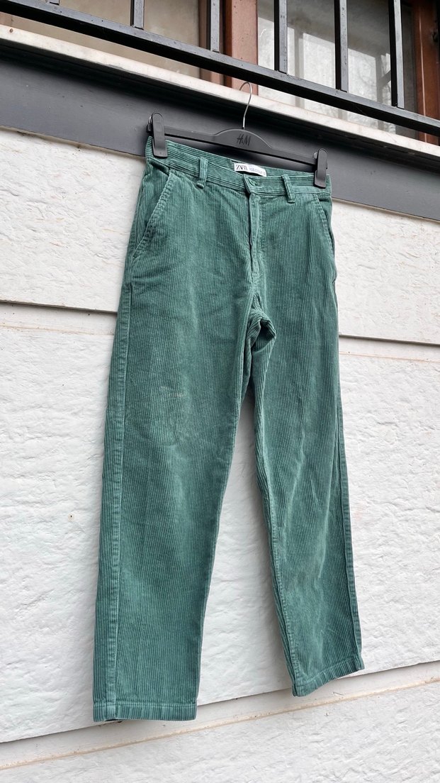 Erkek Yeşil Süet Düğmeli Pantolon - Görsel 3