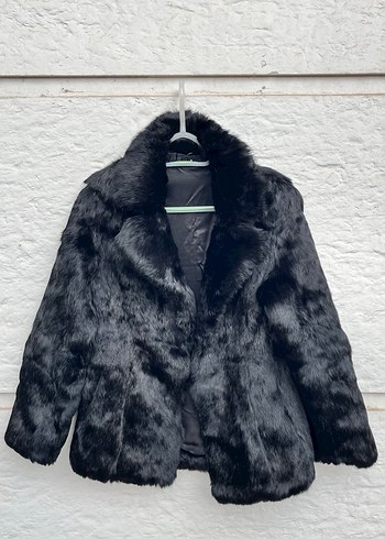 American Vintage Siyah Kadin Kurk Detayli Midi Ceket