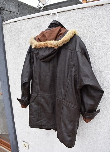 xl Beden kahverengi Renk Oversize Vintage Hakiki Deri Ceket